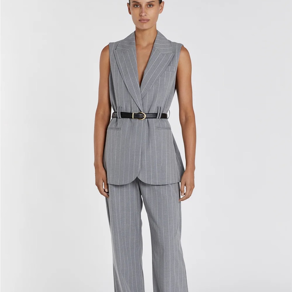 DISSH SANDER SILVER STRIPE TIE WAIST VEST. Size 6 NWT!!